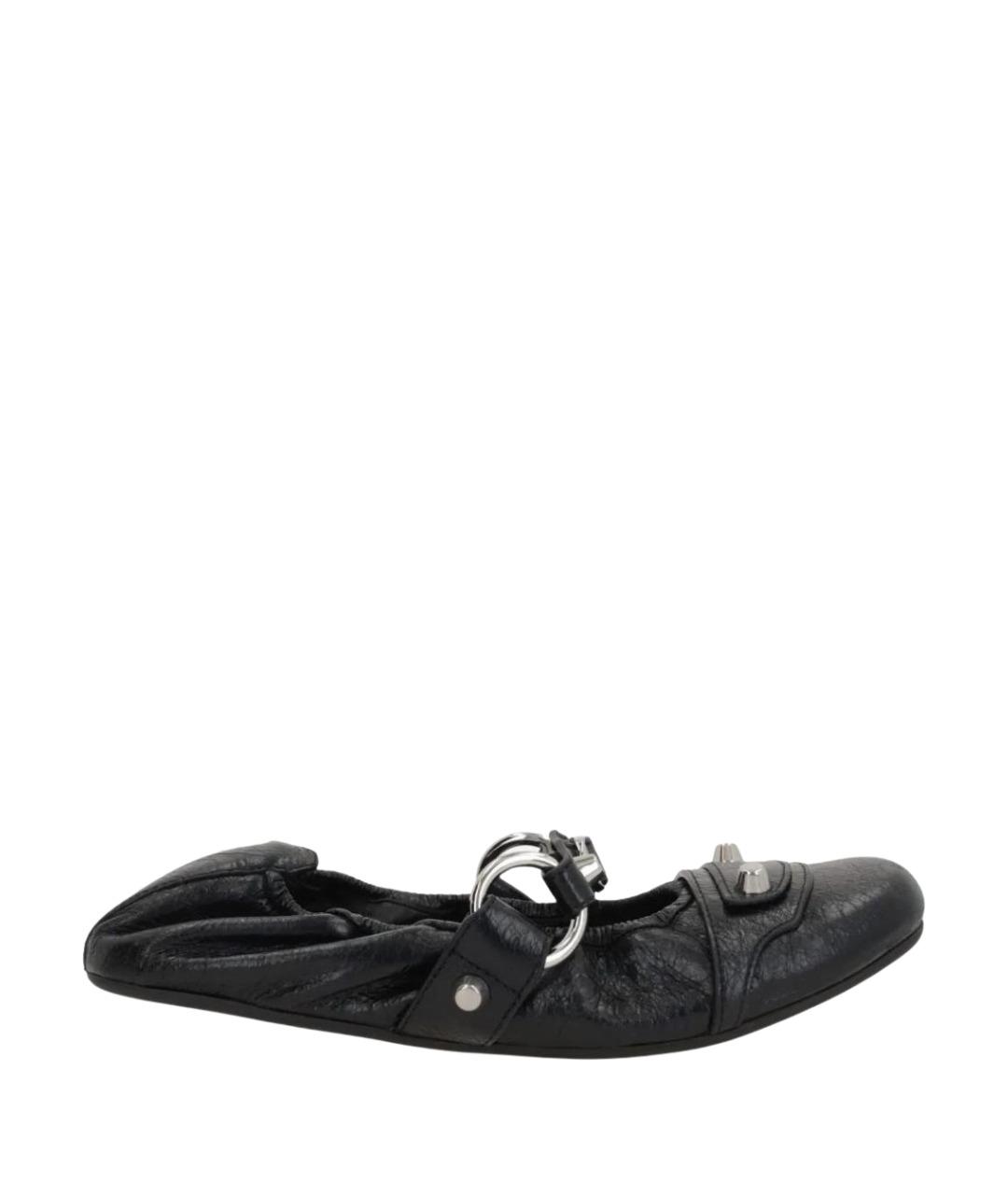 BALENCIAGA Черные кожаные балетки, фото 1