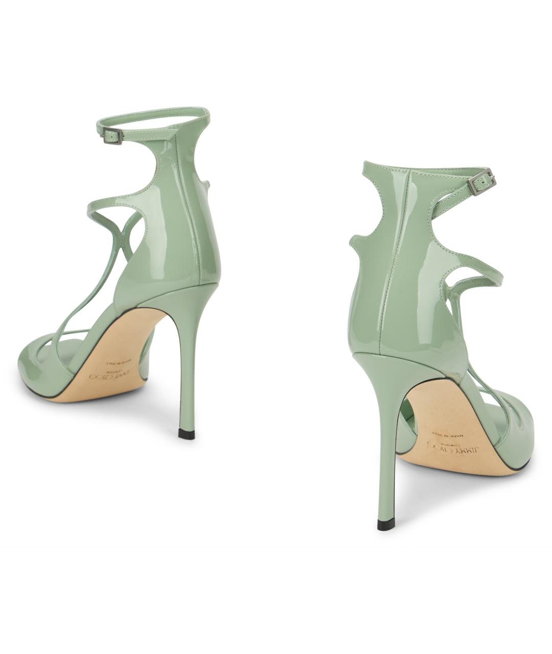 JIMMY CHOO Зеленые босоножки из лакированной кожи, фото 4
