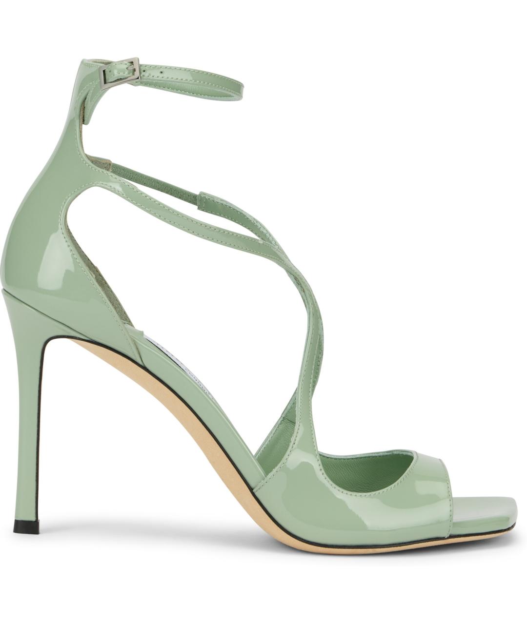 JIMMY CHOO Зеленые босоножки из лакированной кожи, фото 2