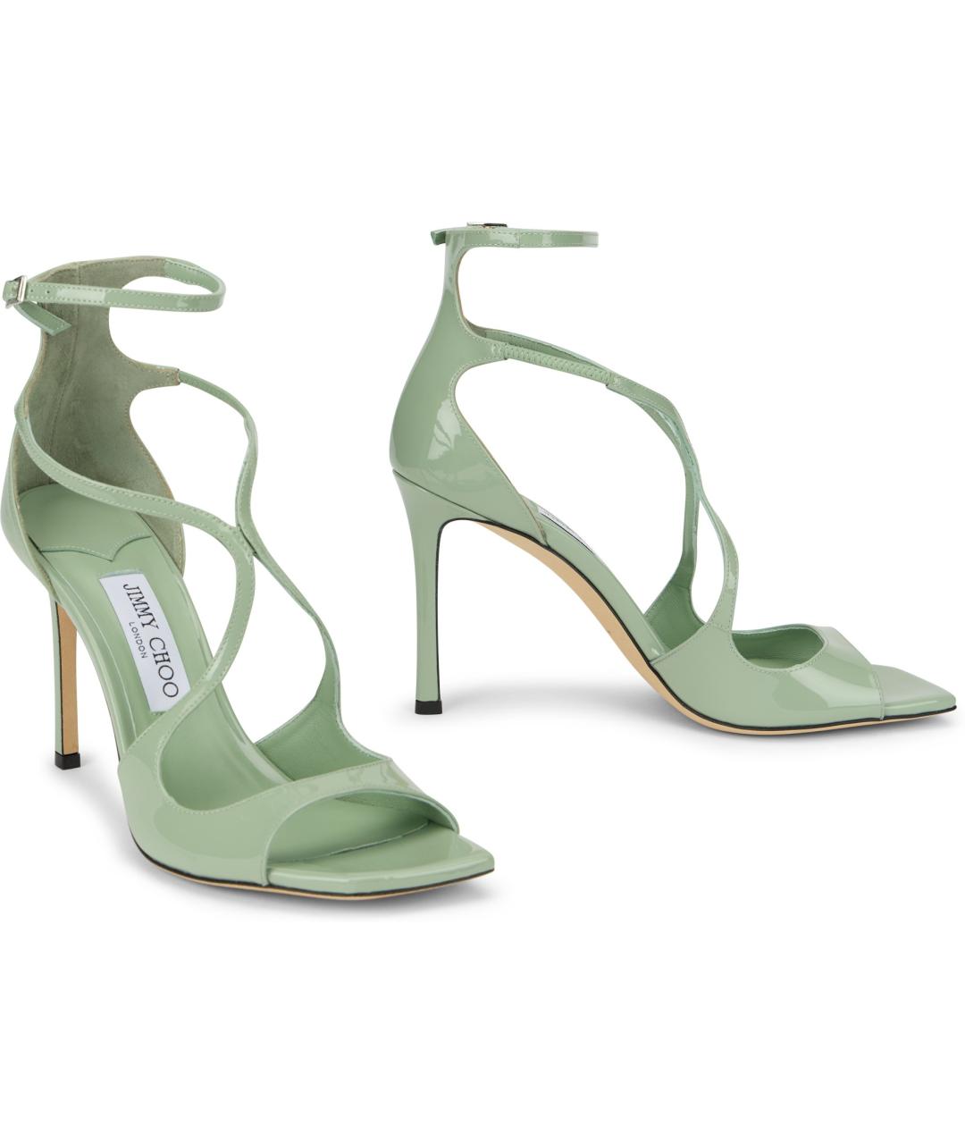 JIMMY CHOO Зеленые босоножки из лакированной кожи, фото 3