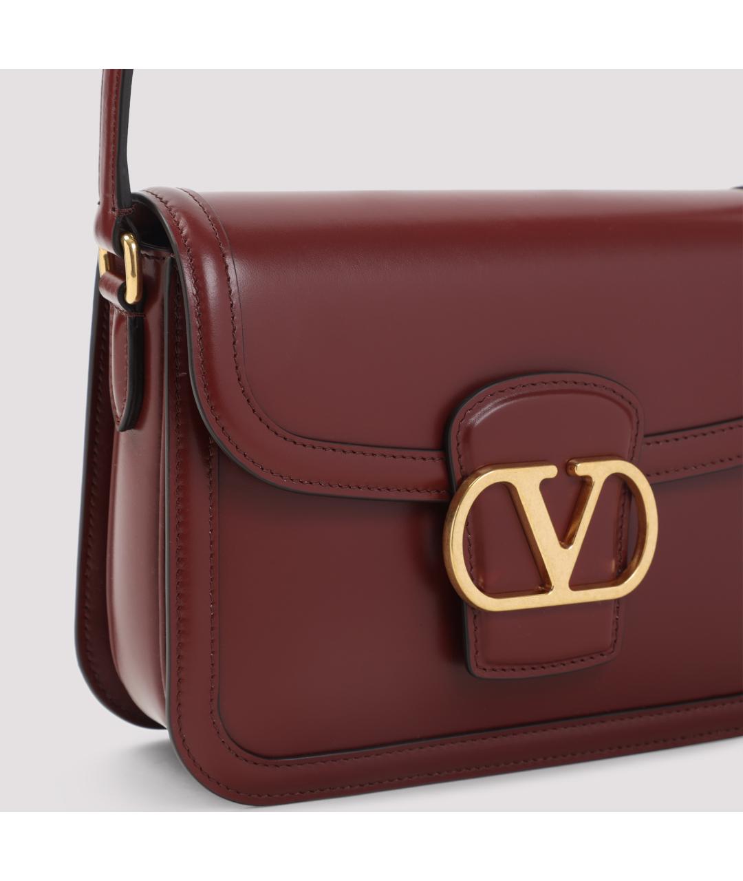 VALENTINO Бордовая кожаная сумка через плечо, фото 4