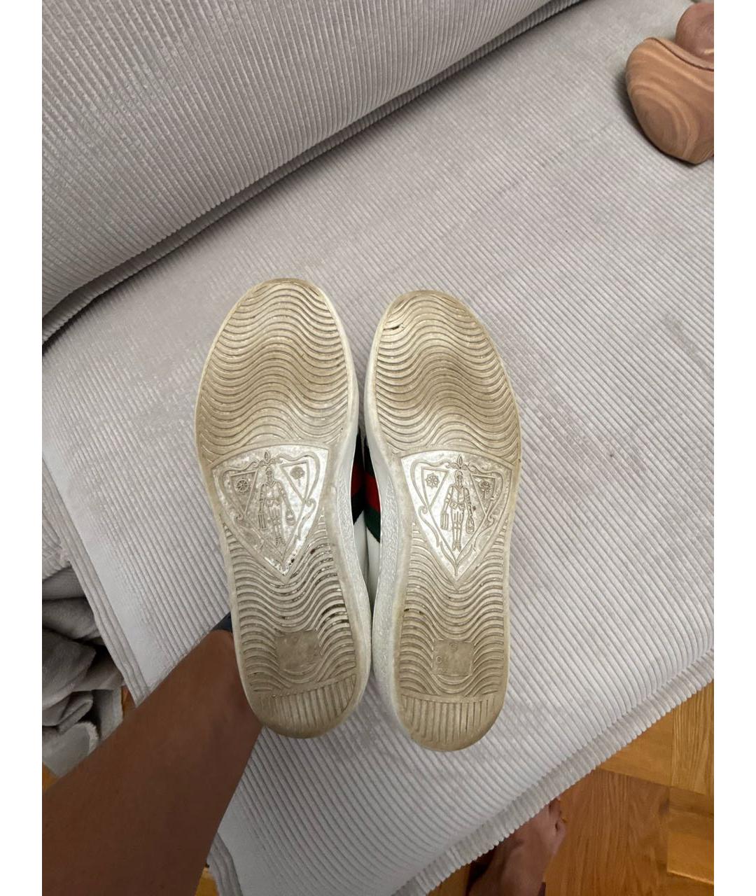 GUCCI Белые кожаные низкие кроссовки / кеды, фото 7