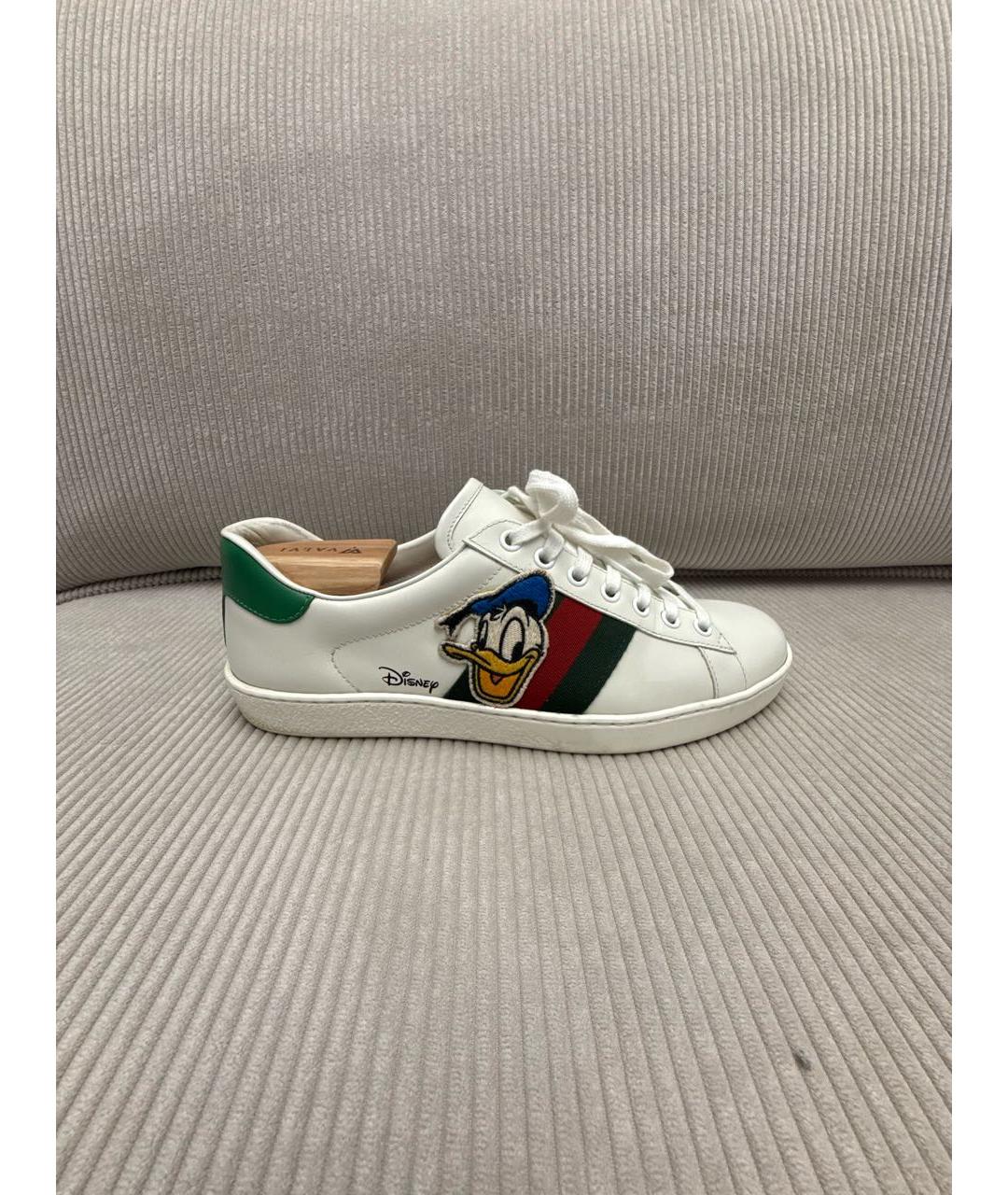 GUCCI Белые кожаные низкие кроссовки / кеды, фото 9