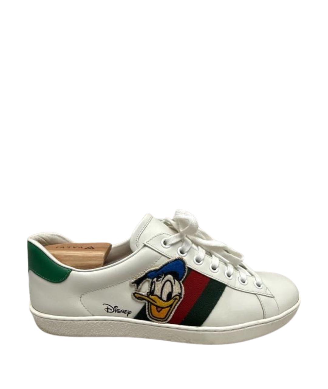 GUCCI Белые кожаные низкие кроссовки / кеды, фото 1