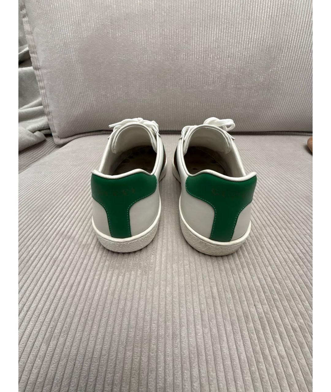 GUCCI Белые кожаные низкие кроссовки / кеды, фото 4