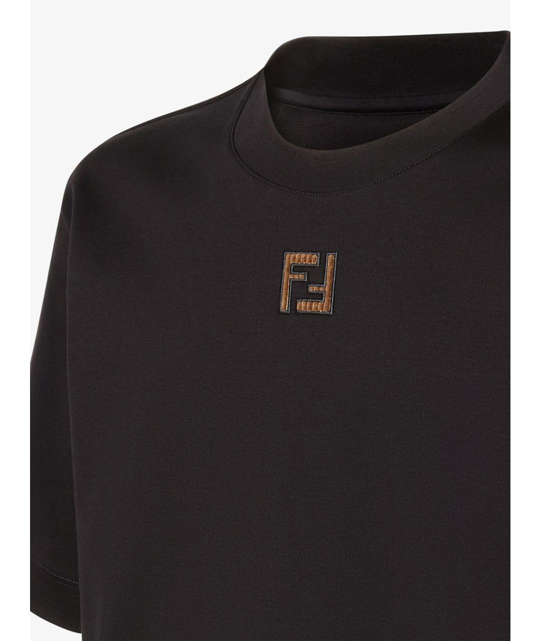 FENDI Черная хлопковая футболка, фото 3