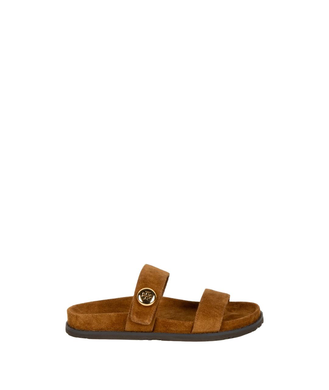TORY BURCH Коричневые замшевые сандалии, фото 1