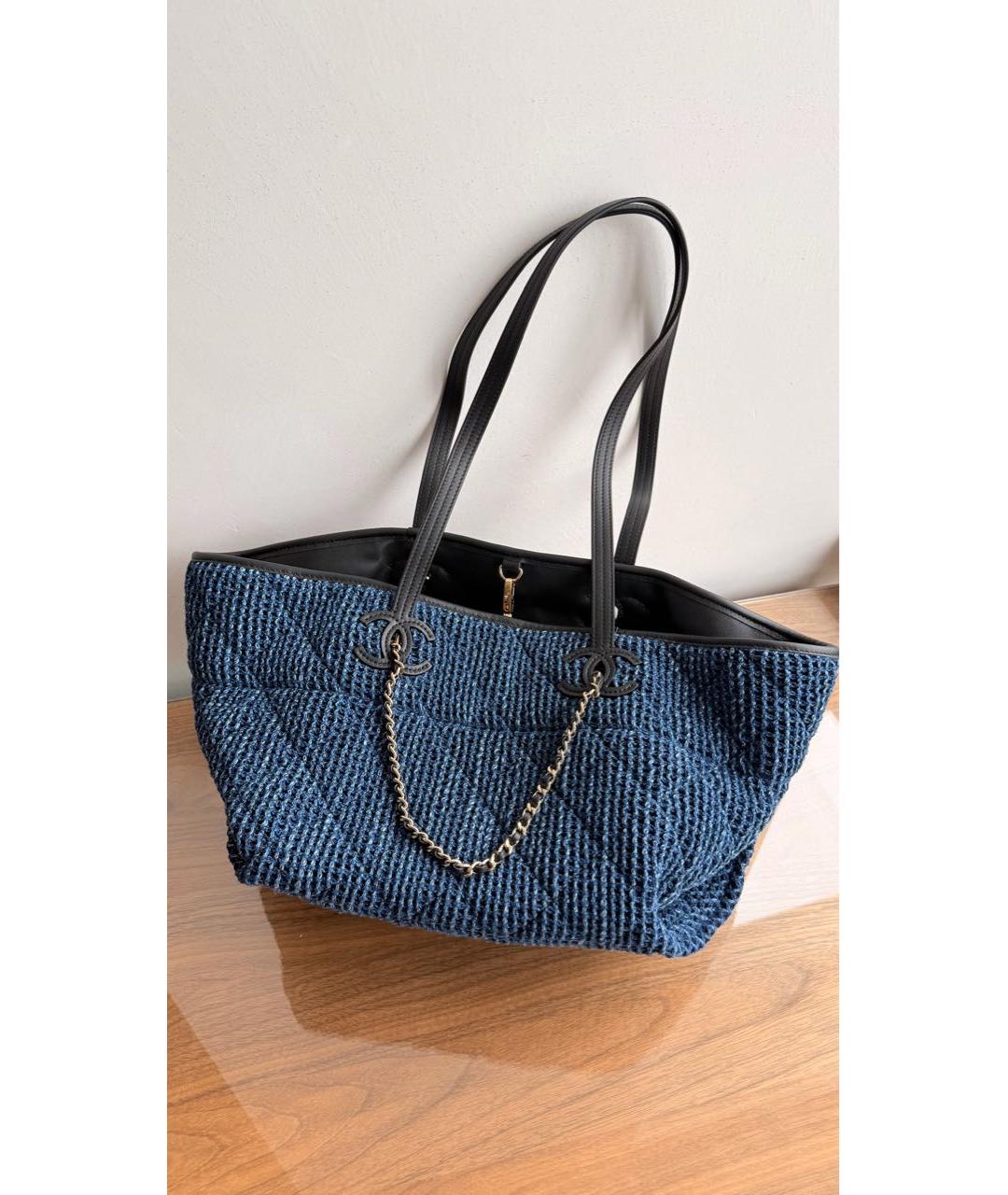 CHANEL Темно-синяя сумка тоут, фото 2