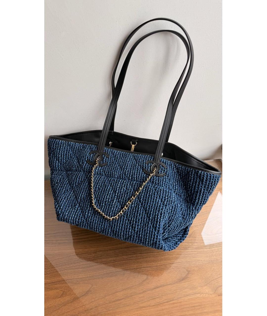 CHANEL Темно-синяя сумка тоут, фото 3