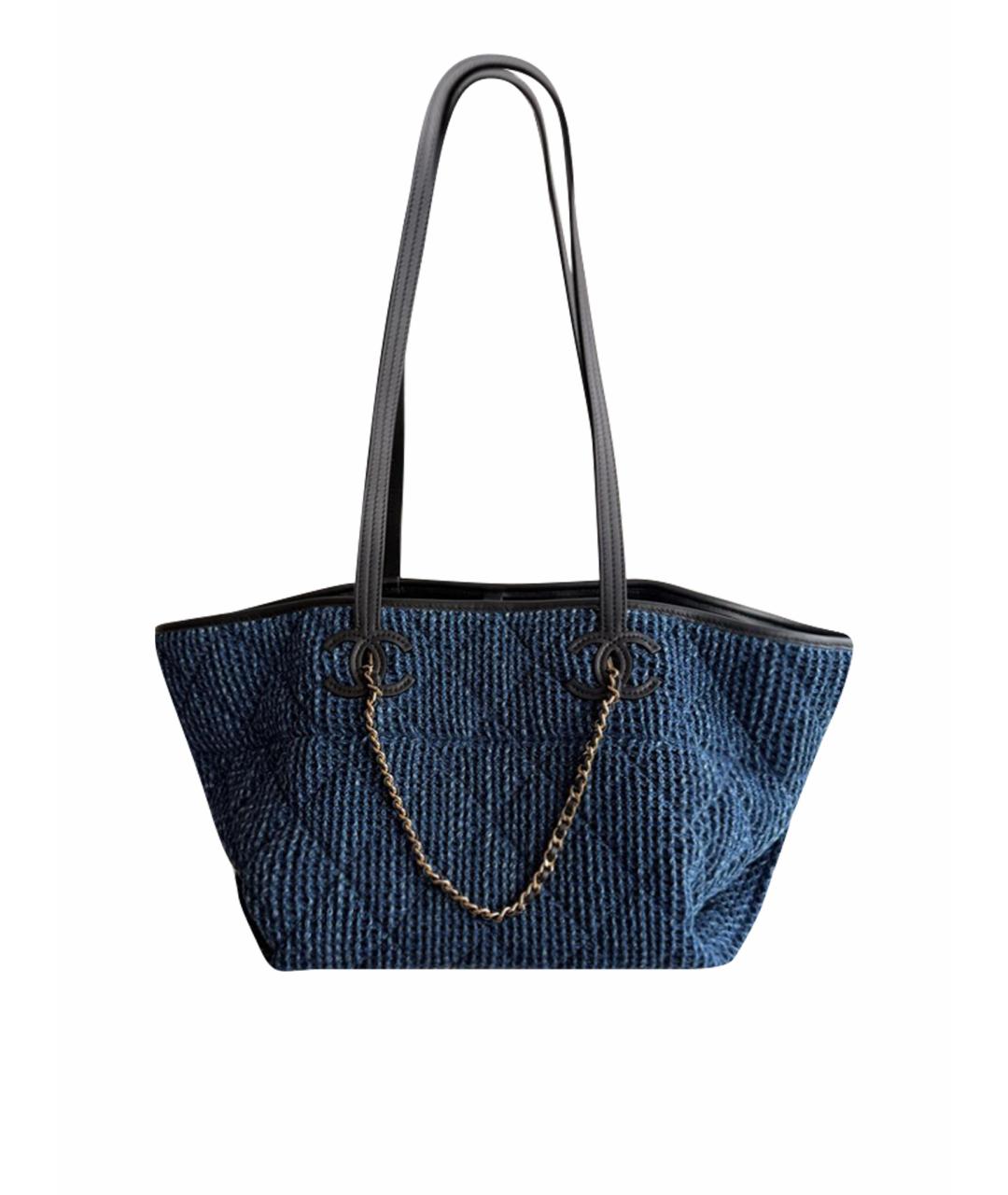 CHANEL Темно-синяя сумка тоут, фото 1