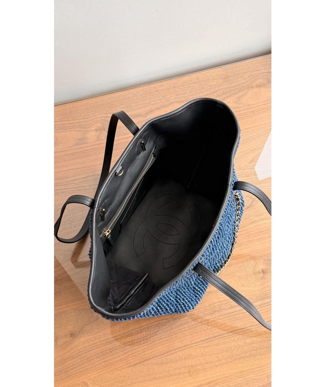 CHANEL Темно-синяя сумка тоут, фото 4