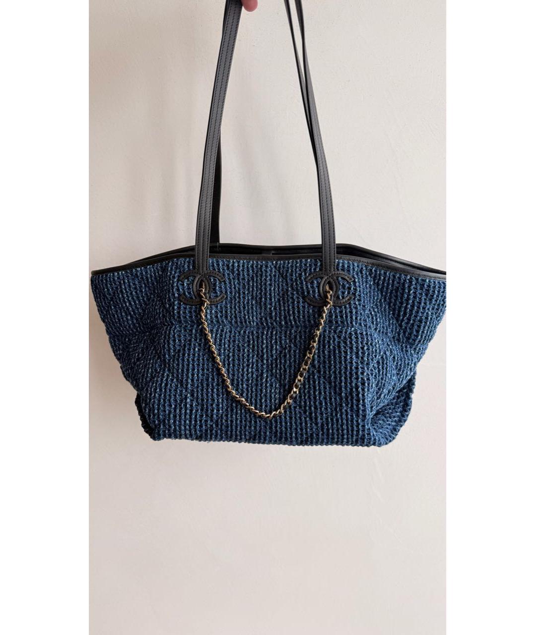 CHANEL Темно-синяя сумка тоут, фото 5