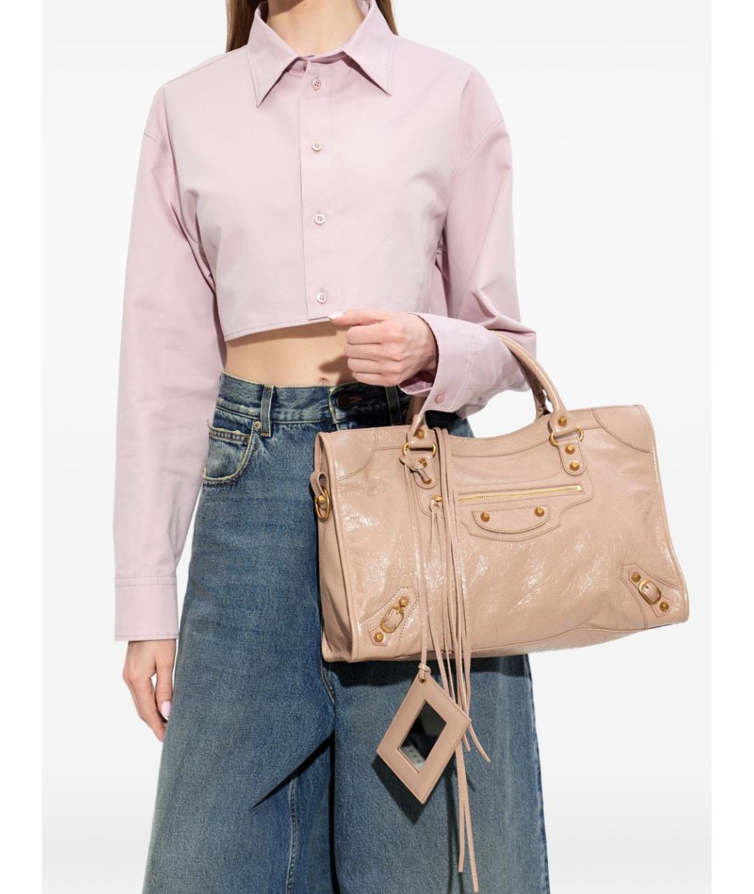 BALENCIAGA Розовая кожаная сумка тоут, фото 7