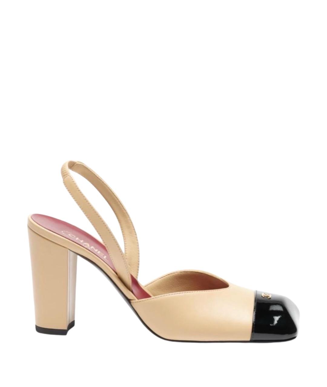 CHANEL Бежевые кожаные туфли, фото 1