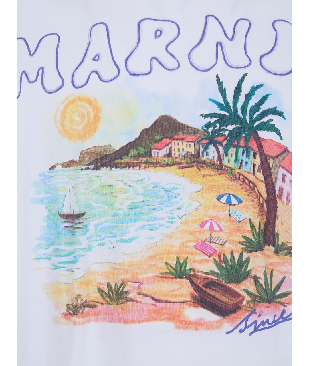 MARNI Белая хлопковая футболка, фото 3