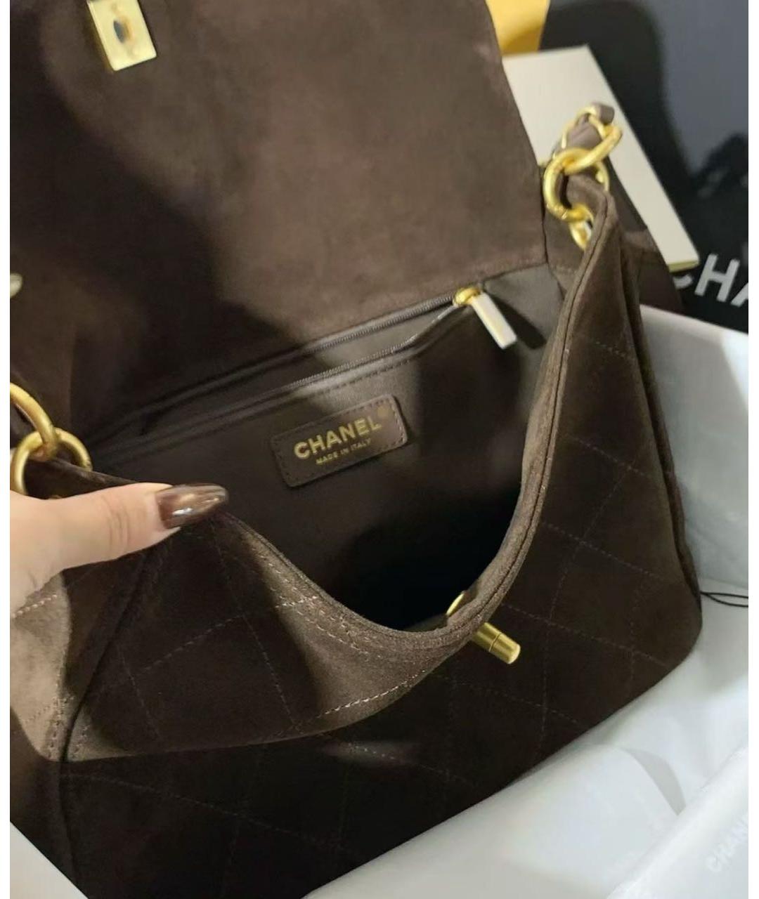 CHANEL Коричневая замшевая сумка через плечо, фото 4