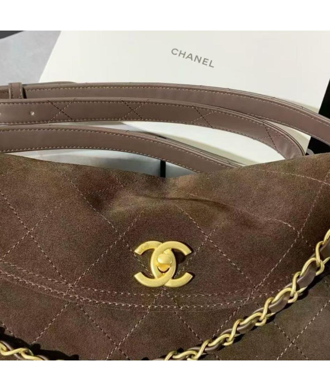 CHANEL Коричневая замшевая сумка через плечо, фото 7