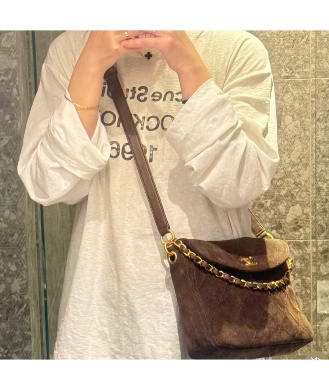 CHANEL Коричневая замшевая сумка через плечо, фото 8