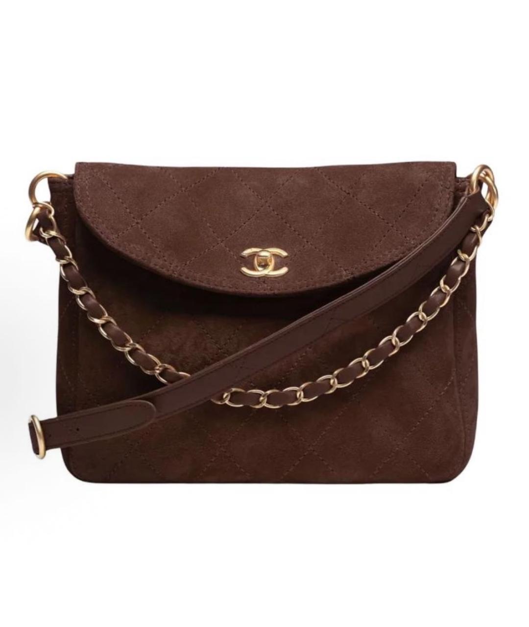 CHANEL Коричневая замшевая сумка через плечо, фото 9