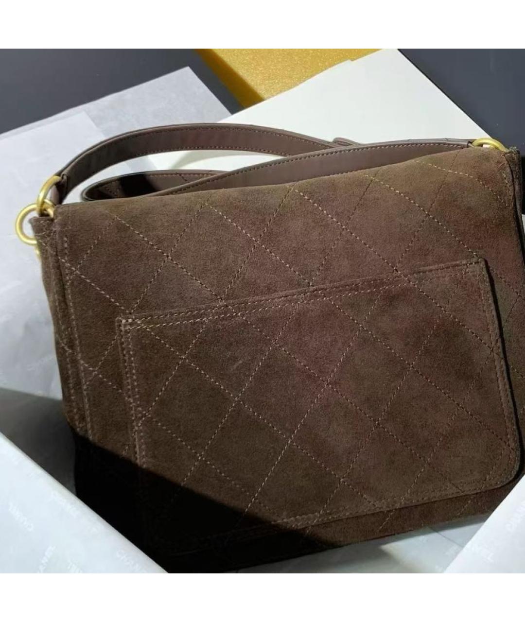 CHANEL Коричневая замшевая сумка через плечо, фото 6
