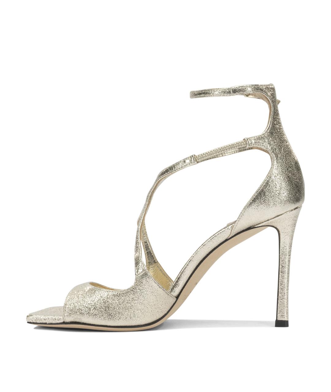 JIMMY CHOO Золотые кожаные босоножки, фото 3