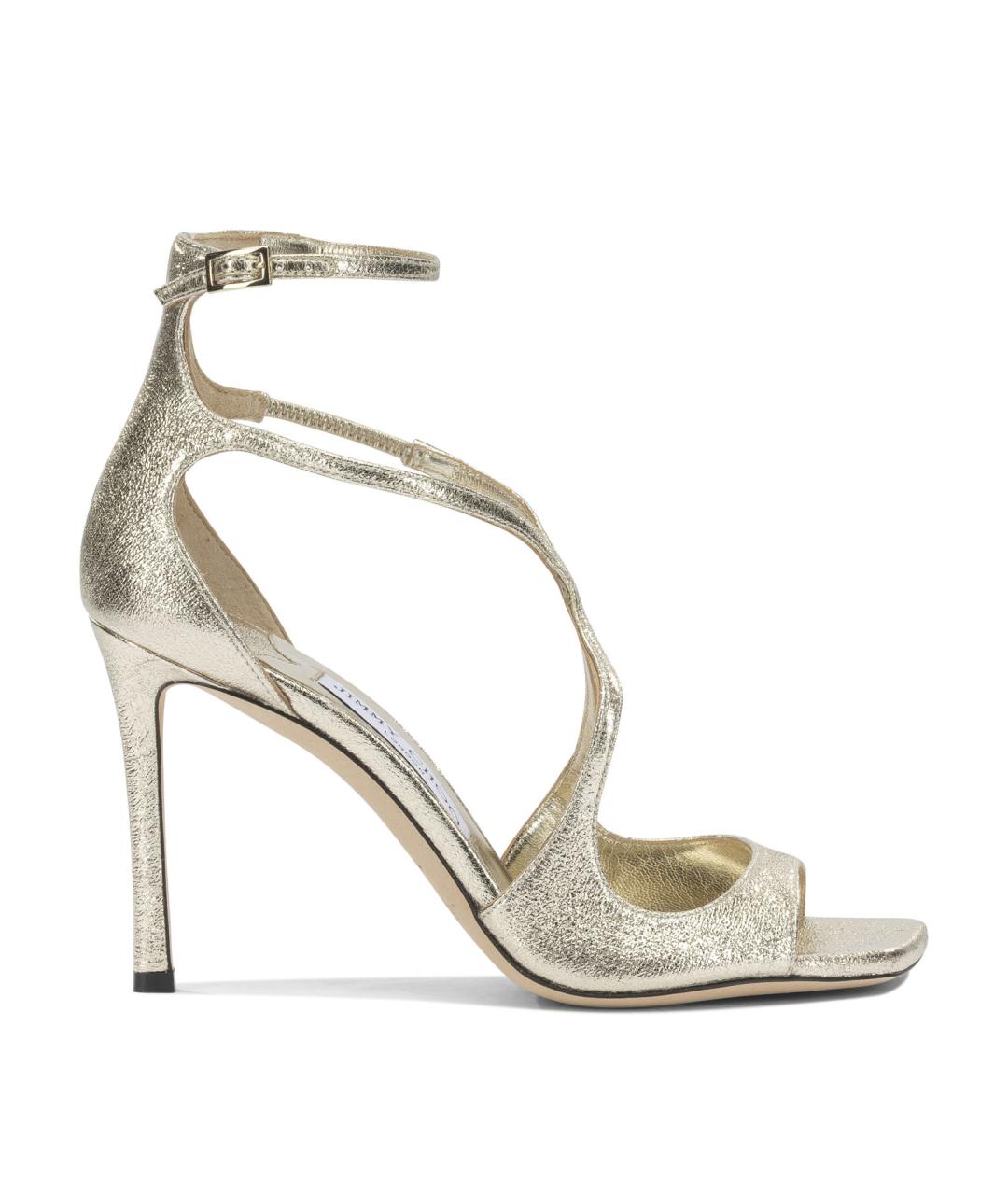 JIMMY CHOO Золотые кожаные босоножки, фото 1