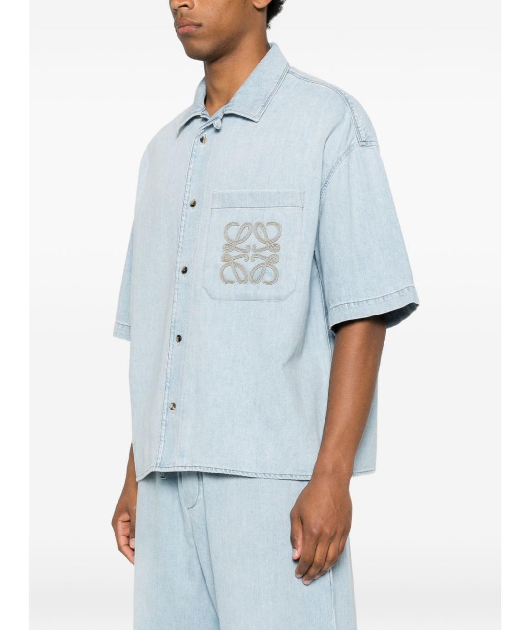 LOEWE Голубая хлопковая классическая рубашка, фото 3