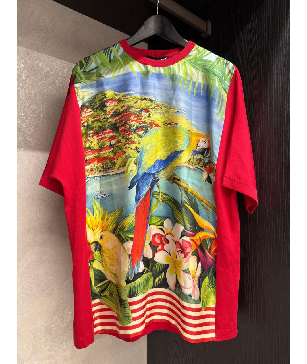 DOLCE&GABBANA Красная шелковая футболка, фото 5