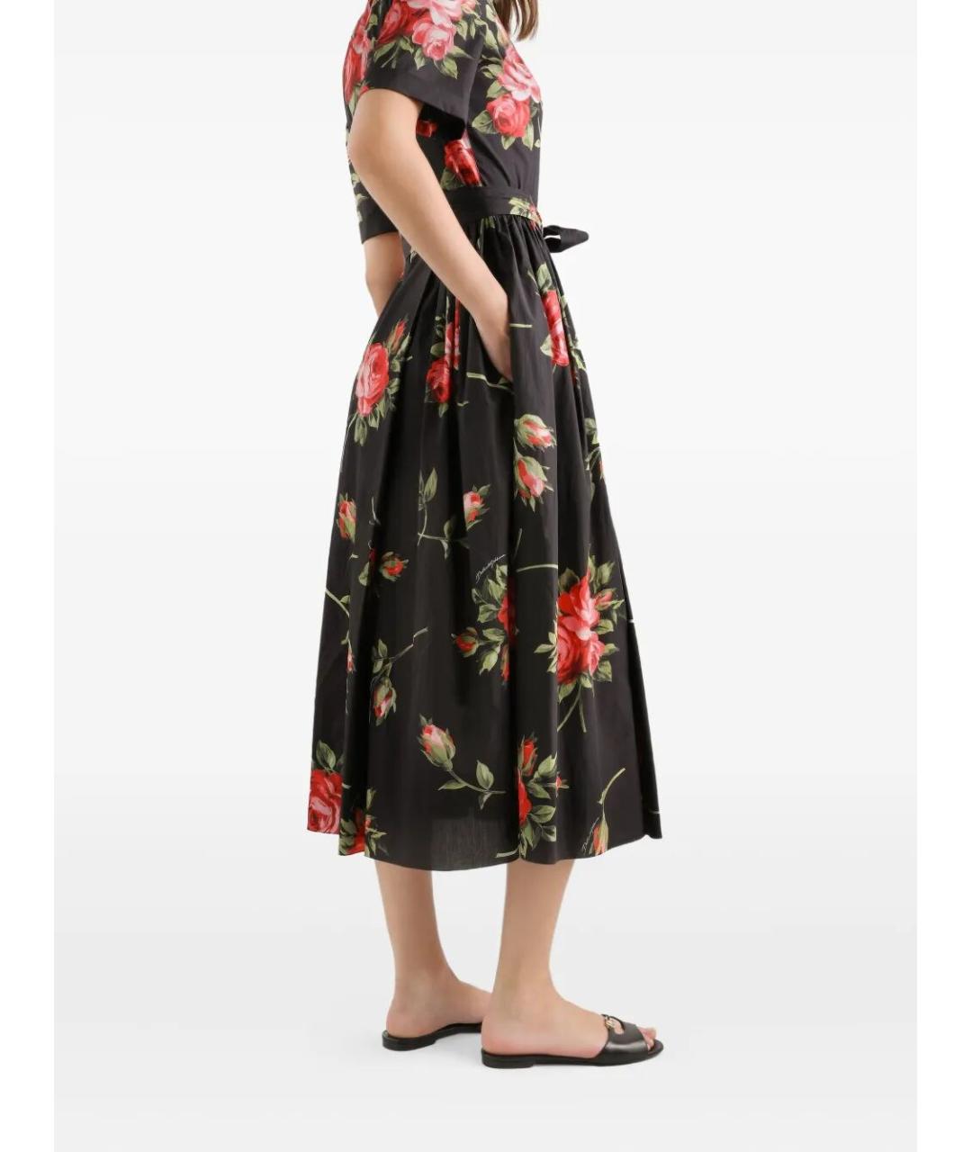 DOLCE&GABBANA Черное хлопковое повседневное платье, фото 4