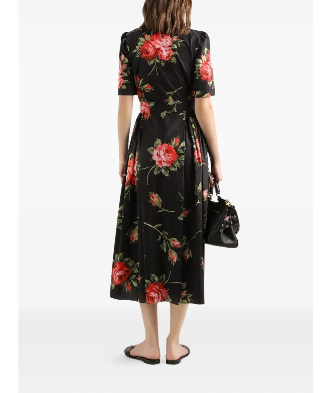 DOLCE&GABBANA Черное хлопковое повседневное платье, фото 3