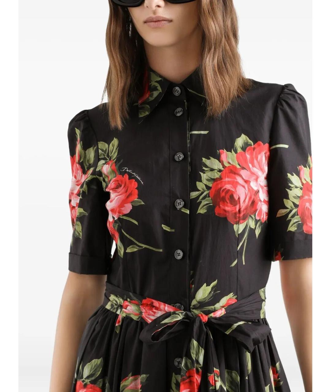 DOLCE&GABBANA Черное хлопковое повседневное платье, фото 5
