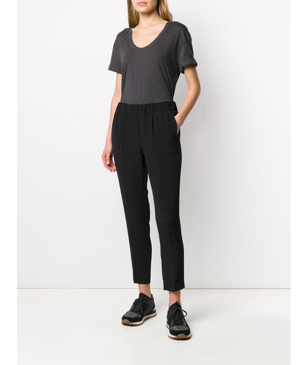 BRUNELLO CUCINELLI Черные ацетатные брюки узкие, фото 2