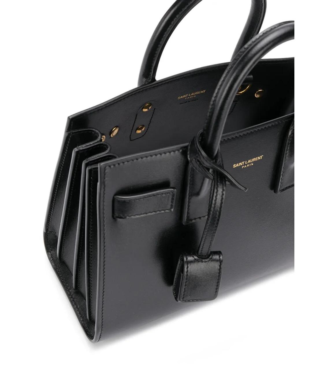 SAINT LAURENT Черная кожаная сумка тоут, фото 5