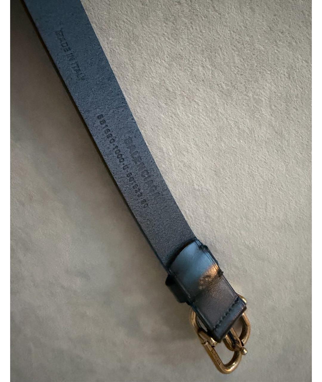 BALENCIAGA Черный кожаный ремень, фото 5
