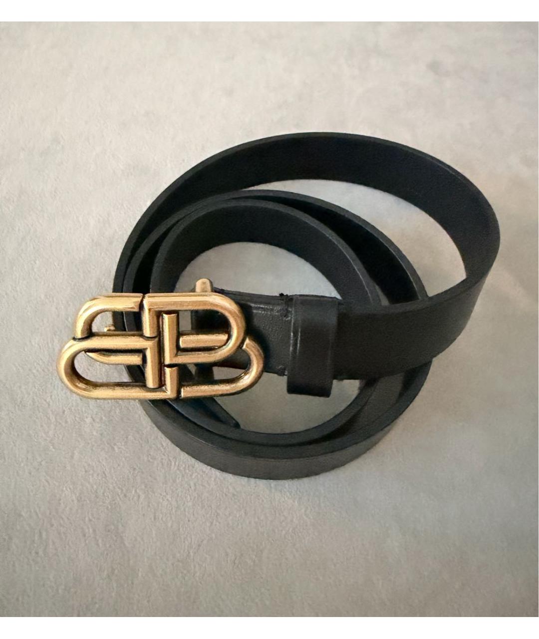 BALENCIAGA Черный кожаный ремень, фото 2