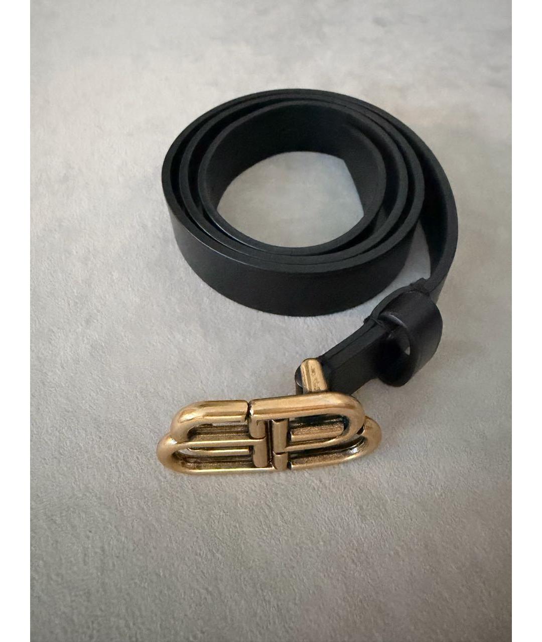 BALENCIAGA Черный кожаный ремень, фото 4