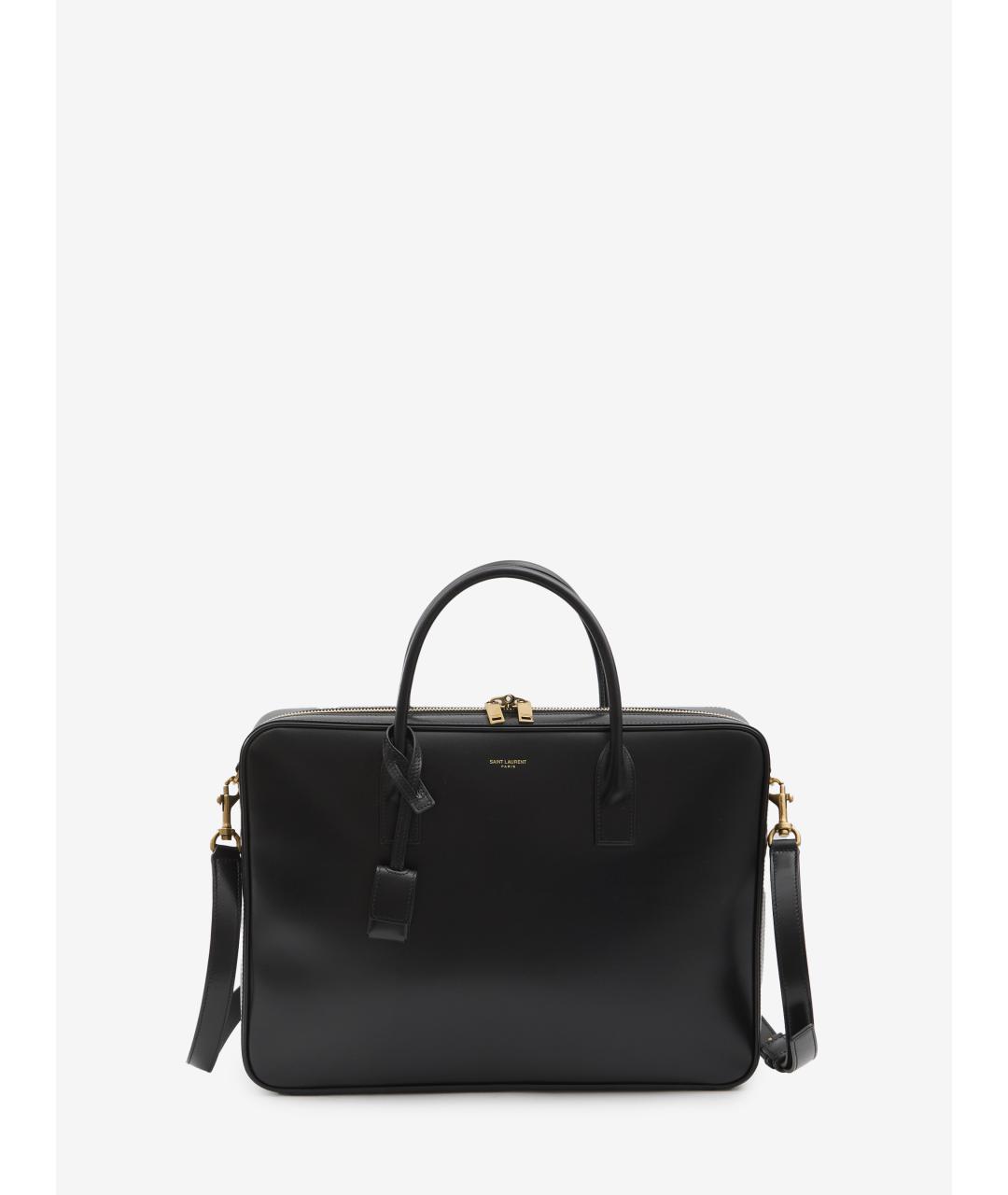 SAINT LAURENT Черный кожаный портфель, фото 5