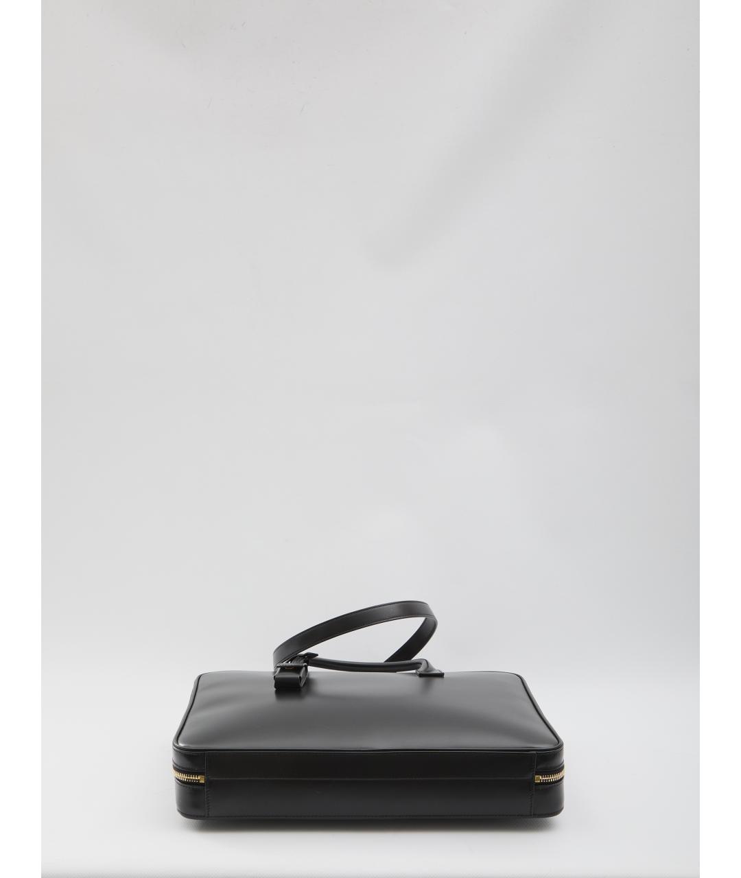 SAINT LAURENT Черный кожаный портфель, фото 3