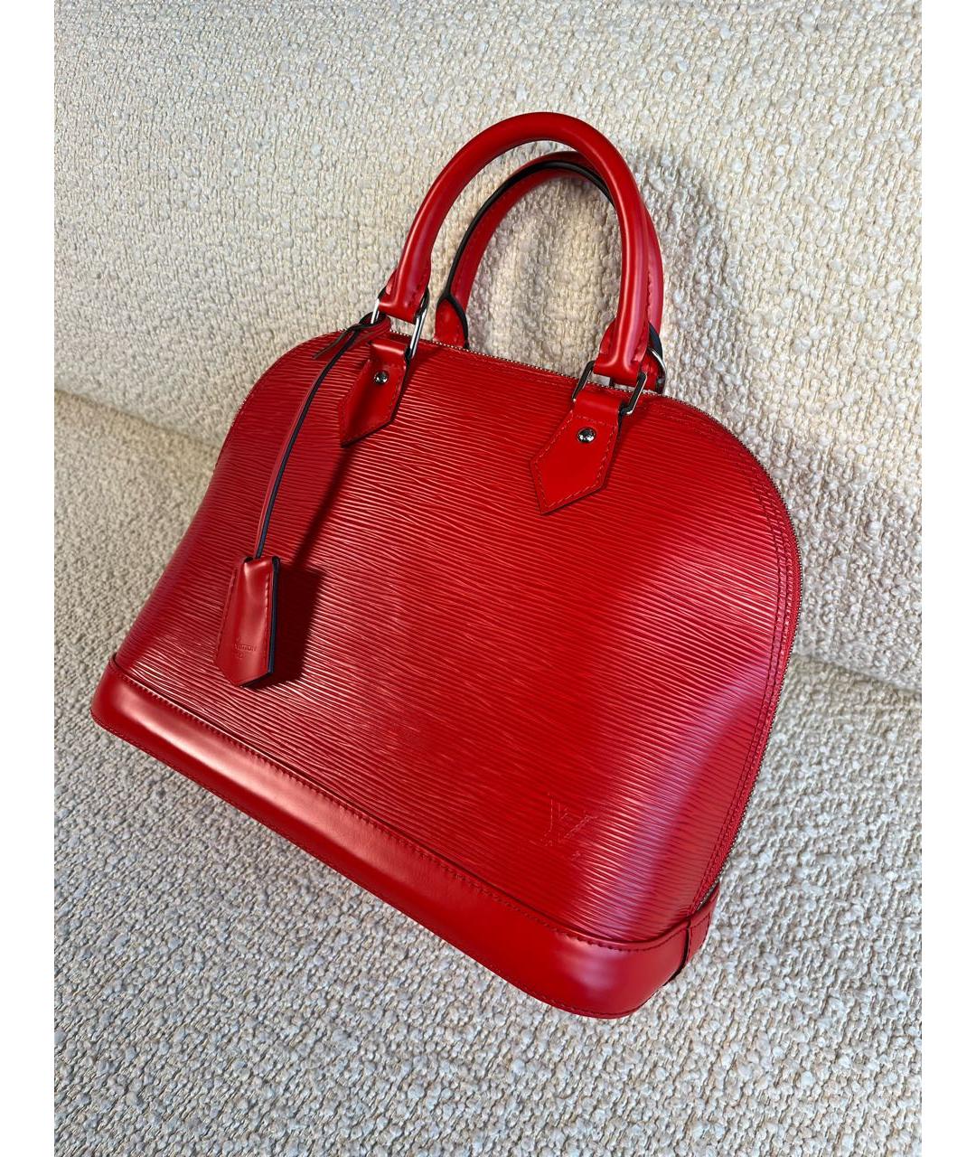 LOUIS VUITTON Красная кожаная сумка с короткими ручками, фото 5