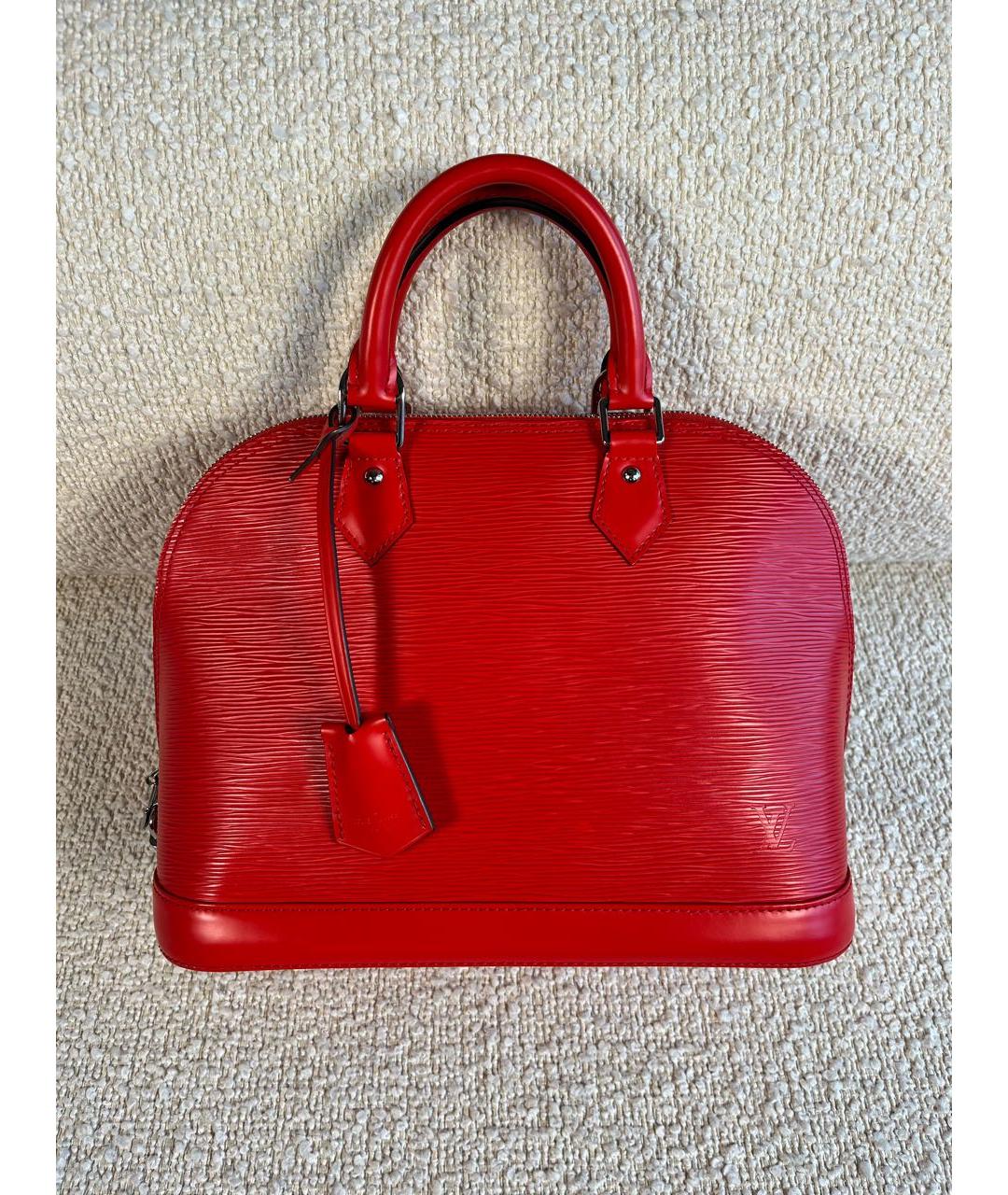 LOUIS VUITTON Красная кожаная сумка с короткими ручками, фото 9