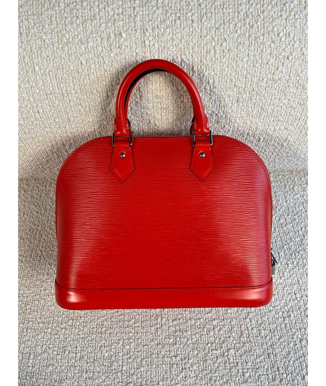 LOUIS VUITTON Красная кожаная сумка с короткими ручками, фото 3