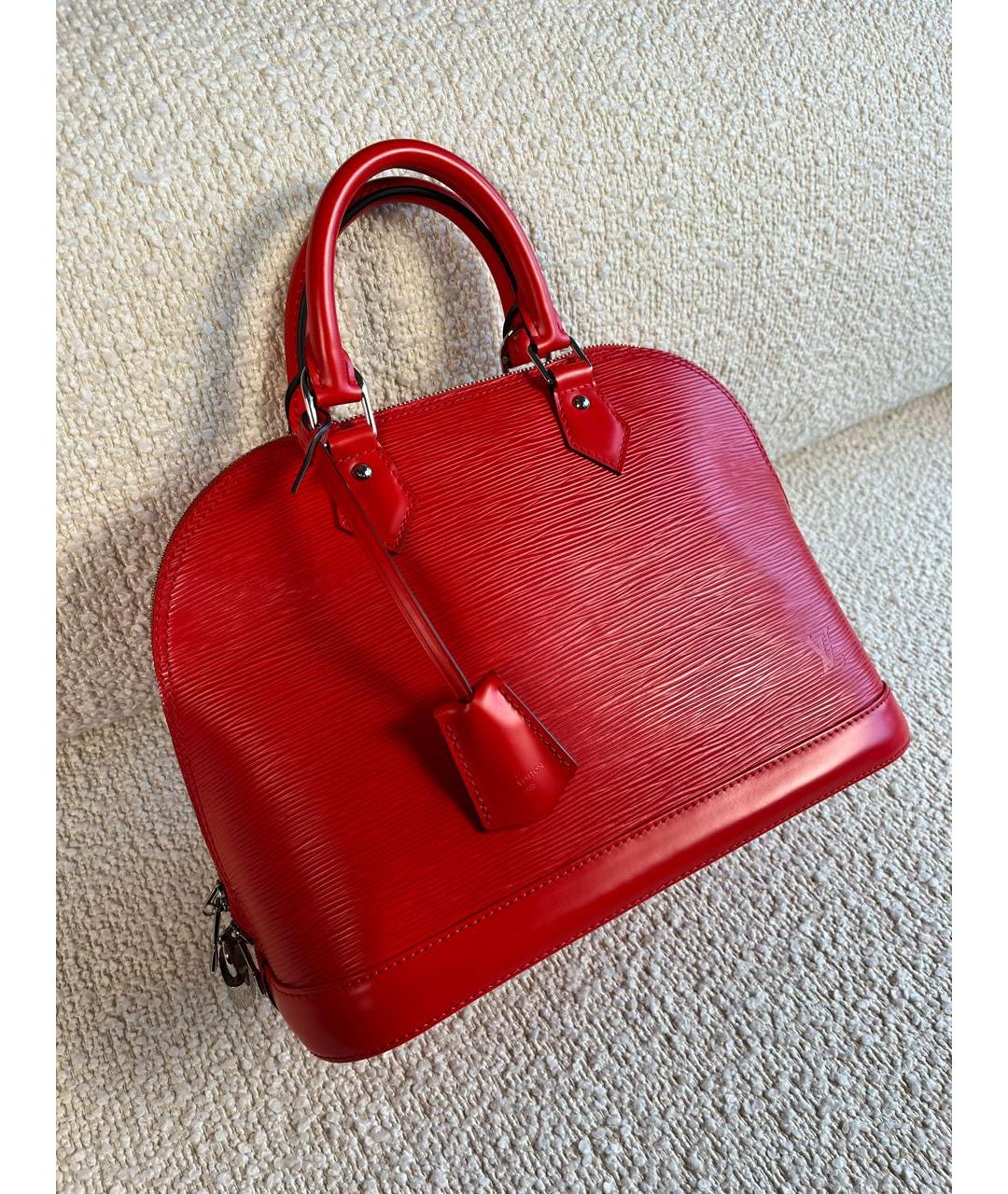 LOUIS VUITTON Красная кожаная сумка с короткими ручками, фото 2