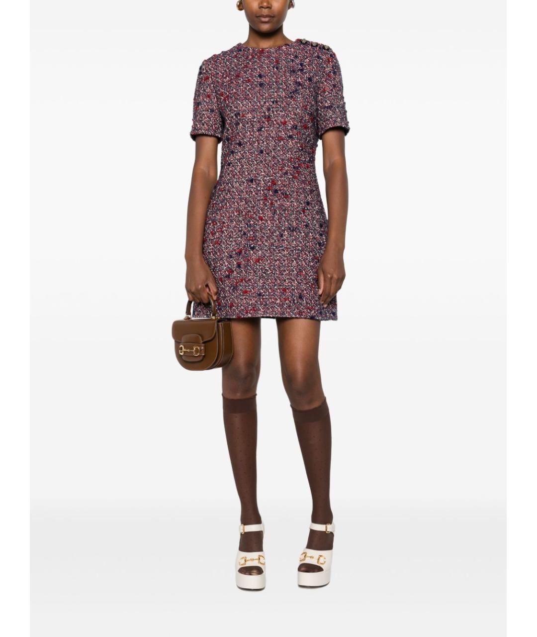 GUCCI Мульти шерстяное повседневное платье, фото 3