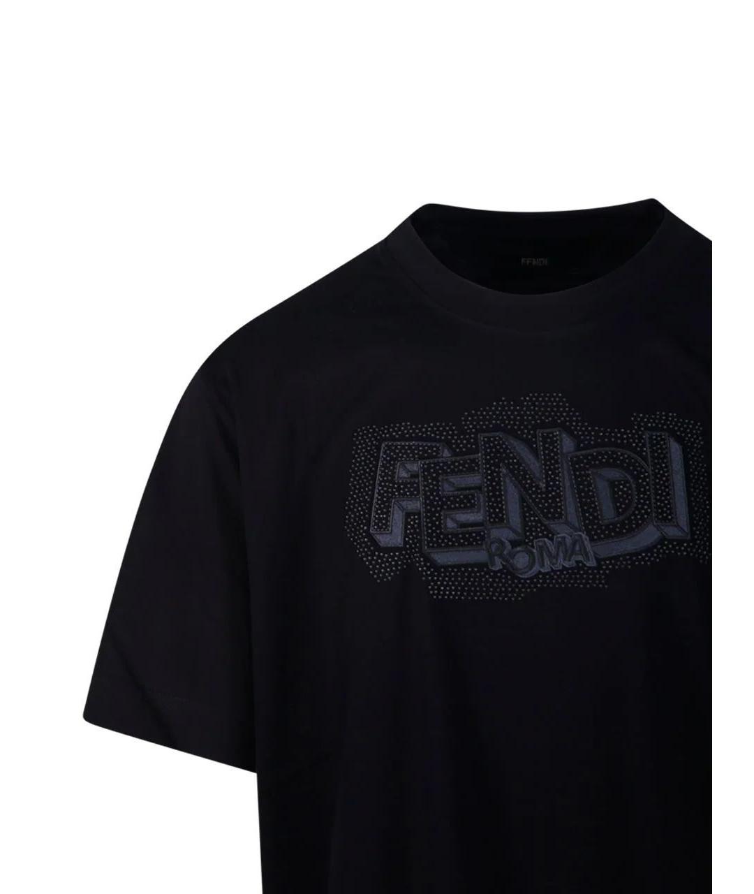 FENDI Черная хлопковая футболка, фото 4