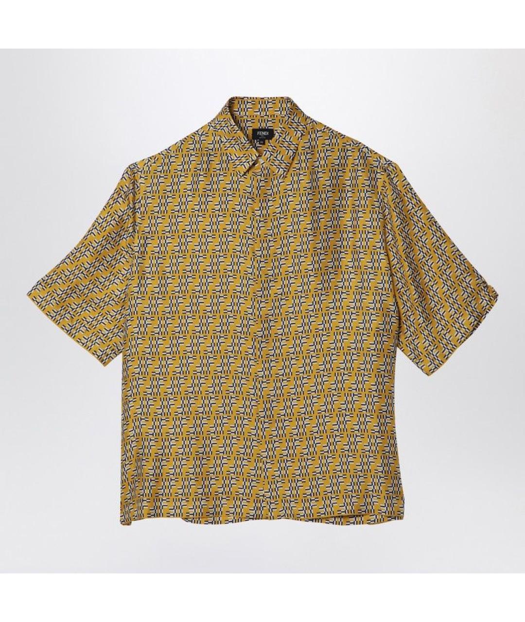 FENDI Горчичная шелковая кэжуал рубашка, фото 3