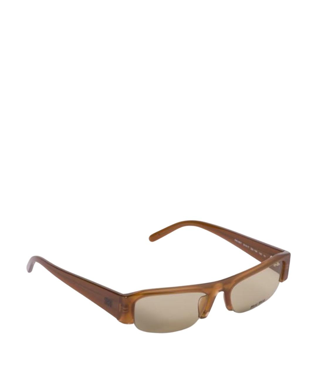 MIU MIU Коричневые пластиковые солнцезащитные очки, фото 1