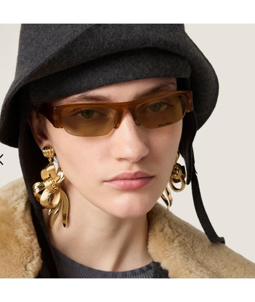 MIU MIU Коричневые пластиковые солнцезащитные очки, фото 4