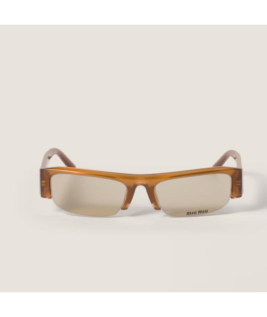 MIU MIU Коричневые пластиковые солнцезащитные очки, фото 2