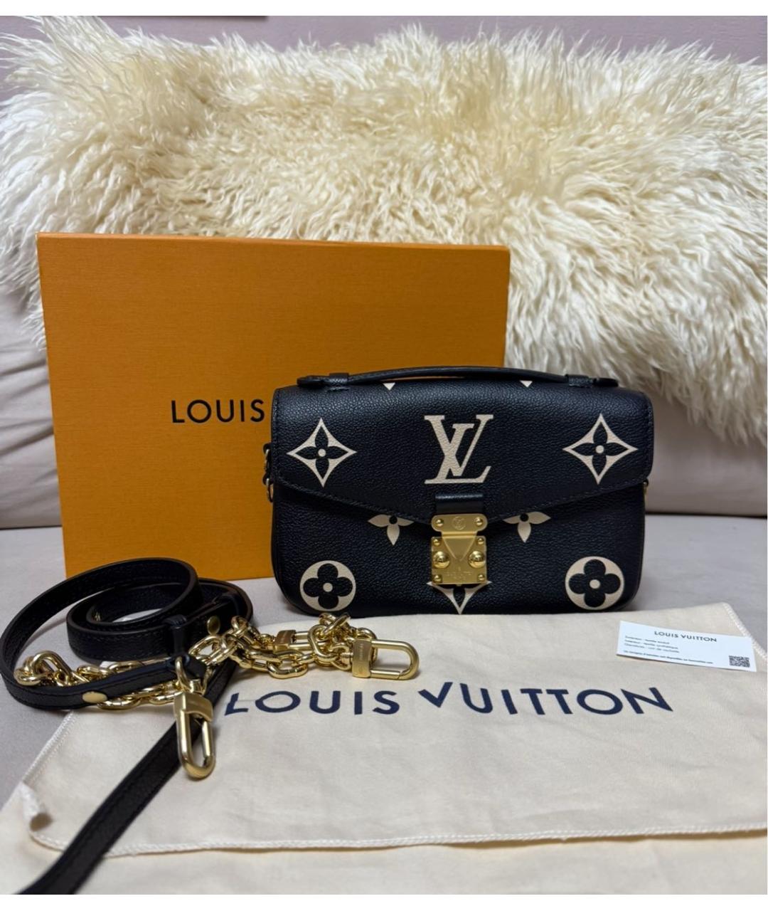 LOUIS VUITTON Черная кожаная сумка через плечо, фото 2