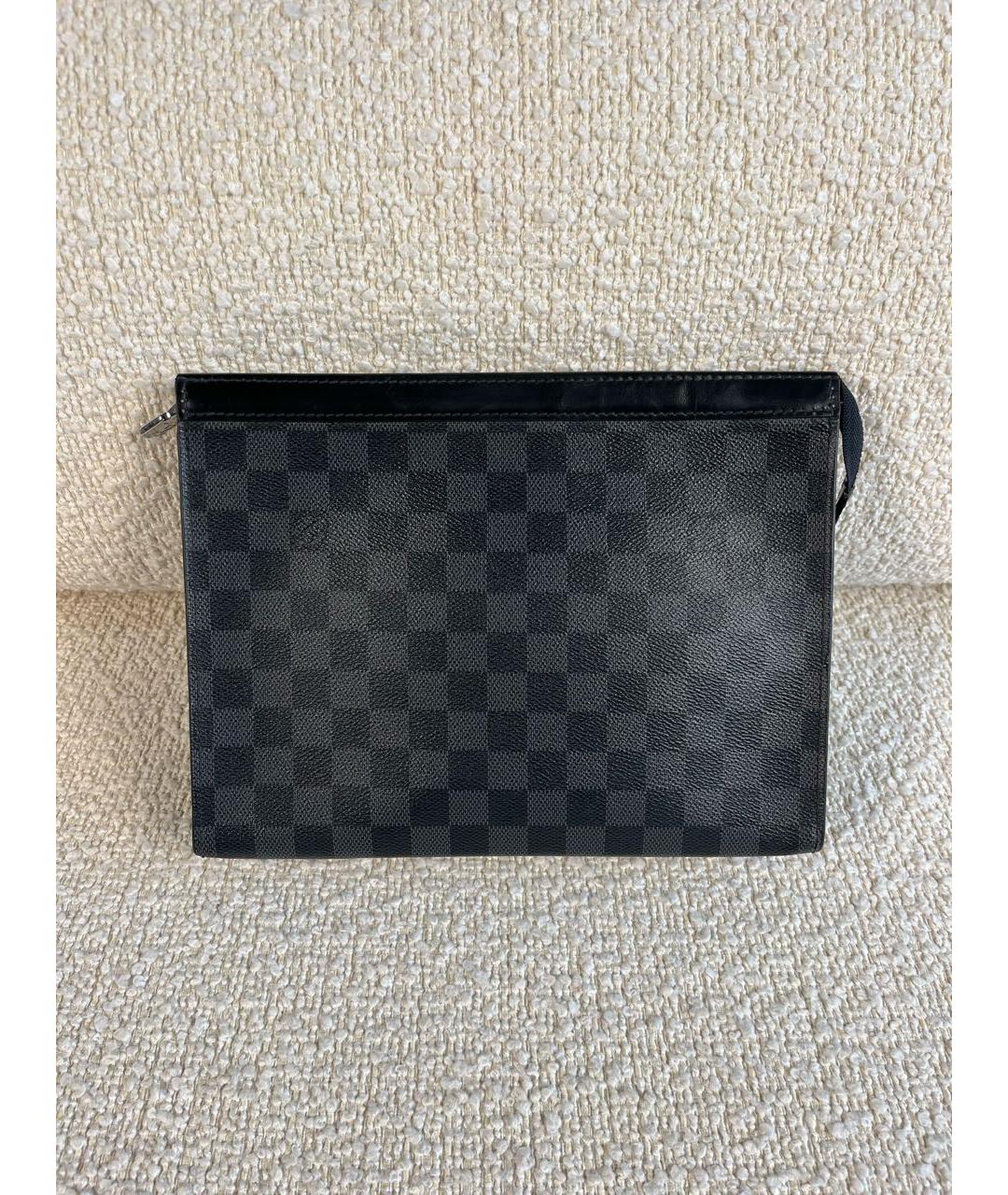 LOUIS VUITTON Черная кожаная папка для документов, фото 3